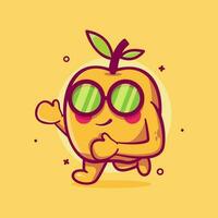 cool apricot fruit character mascot running isolated cartoon in flat style design vector