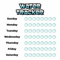 Daily water tracker balance vector calendar. Habit tracker concept and for effective planning. Drinking enough water, hydration challenge. Cute character in retro groovy style. photo