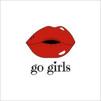 Symbol of feminism Red Lips with lettering Go Girl. Women's Rights Day. International Women's Day. White background photo