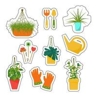 Stickers of house plants and care tools. Interior Scandinavian design. Design element. photo