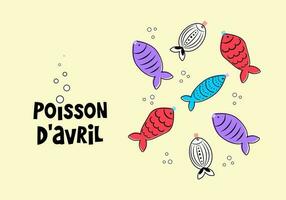 francés abril tontos día. poisson d'avril. diseño para saludo tarjeta, póster y bandera. foto