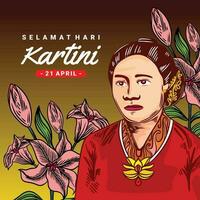 hand drawn illustration with gradient to commemorate kartini day vector