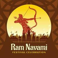 vector gradient illustration for a happy Ram Navami greeting