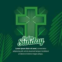 Cross icon with palm leaf ties. greetings palm sunday vector