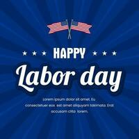 USA happy labor day greeting card design text with blue background vector illustration