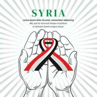 mano dibujado ilustración con país bandera cinta de Siria. prima ilustración vector