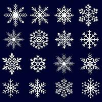 Set snowflakes in doodle style for winter design. Collection hand drawn snowflakes. vector