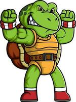 Angry turtle character with good pose vector