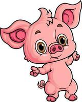 Cartoon funny little pig posing vector