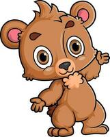 Cartoon funny little bear posing vector