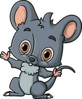 Cartoon funny little mouse posing vector