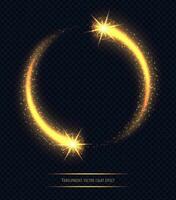 Magic golden circle light effect vector