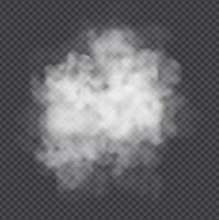 Fog or smoke cloud isolated on gray background. Realistic smog, haze, mist or cloudiness effect. vector