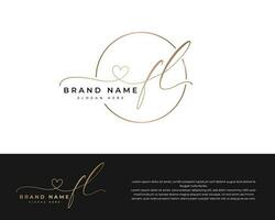 initial fl beauty monogram and elegant logo design handwriting logo initial signature vector