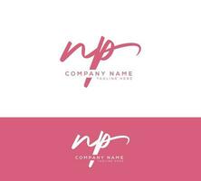 NP N P Initial letter handwriting and signature logo vector