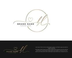 initial bl beauty monogram and elegant logo design handwriting logo initial signature vector