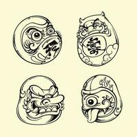 japonés daruma máscara contorno vector Arte