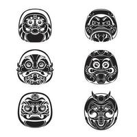 Japanese Daruma mask silhouette vector art