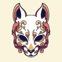 máscara kitsune japonés vector