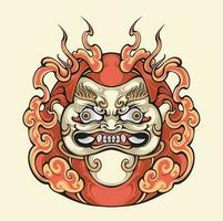 Japanese Daruma mask vector art