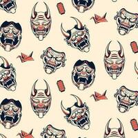 japan traditional mask seamless pattern vector
