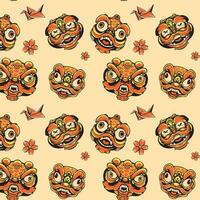 Vector lion dance asset  pattern vector