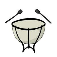 Vector illustration of a timpani drum. Classical musical instruments. Isolated objects. White background