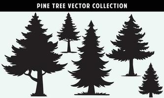 set of pine trees silhouettes vector graphics for design