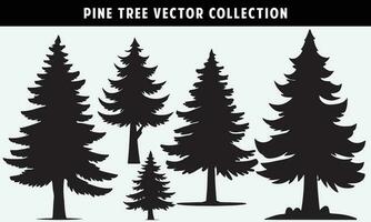 set of pine trees silhouettes vector graphics for design