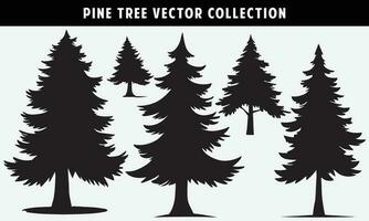 set of pine trees silhouettes vector graphics for design