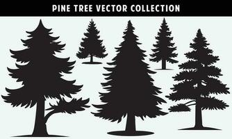 set of pine trees silhouettes vector graphics for design