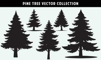 set of pine trees silhouettes vector graphics for design