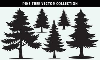 set of pine trees silhouettes vector graphics for design