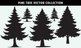 set of pine trees silhouettes vector graphics for design