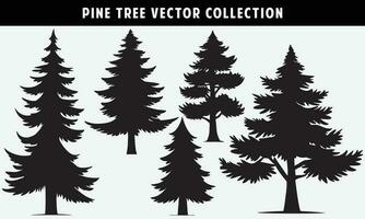 set of pine trees silhouettes vector graphics for design