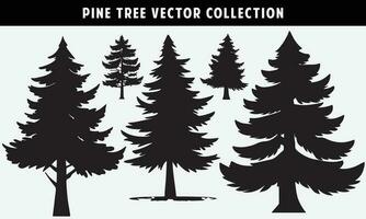 set of pine trees silhouettes vector graphics for design