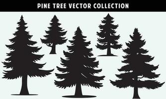 set of pine trees silhouettes vector graphics for design