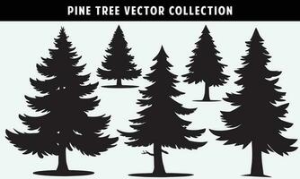 set of pine trees silhouettes vector graphics for design