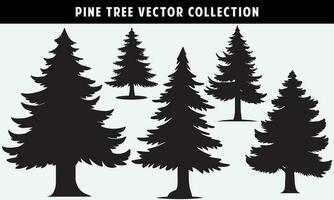 set of pine trees silhouettes vector graphics for design