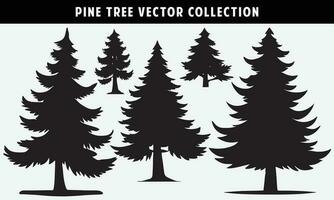 set of pine trees silhouettes vector graphics for design