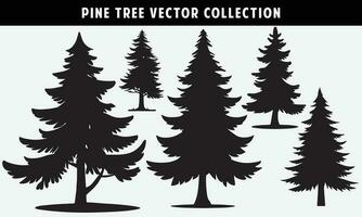 set of pine trees silhouettes vector graphics for design