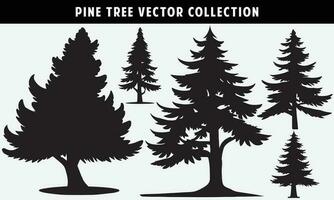 set of pine trees silhouettes vector graphics for design