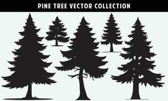 set of pine trees silhouettes vector graphics for design