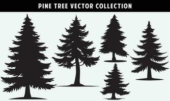 set of pine trees silhouettes vector graphics for design