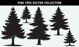 set of pine trees silhouettes vector graphics for design