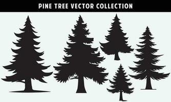 set of pine trees silhouettes vector graphics for design