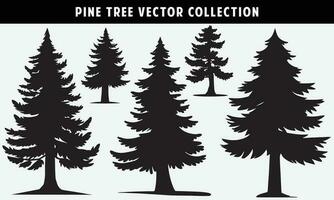 set of pine trees silhouettes vector graphics for design