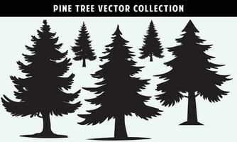 set of pine trees silhouettes vector graphics for design