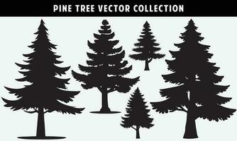 set of pine trees silhouettes vector graphics for design