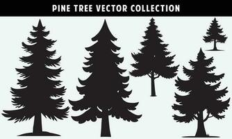 set of pine trees silhouettes vector graphics for design